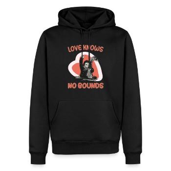 Love knows no bounds - Liebespaar Valentinstag - Männer Premium Bio Hoodie - Schwarz - Vorne - Nico (187cm)