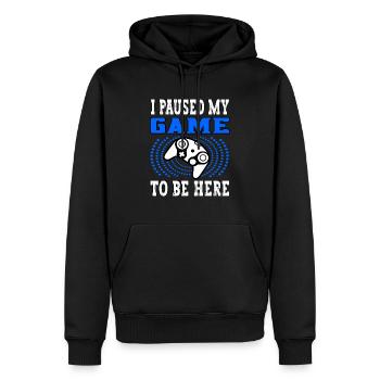 I paused my game to be here - Gamer Zocker Spieler - Männer Premium Bio Hoodie - Schwarz - Vorne - Nico (187cm)