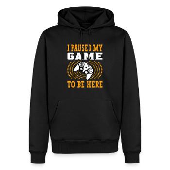 J’ai mis mon jeu en pause pour être ici - Player Gamer Gamer - Sweat à capuche Premium bio Homme - noir - Devant - Nico (187cm)