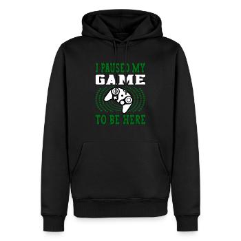 I paused my game to be here - Gamer Player Gambler - Men’s Premium Organic Hoodie - black - Front - Nico (187cm)
