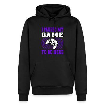 I paused my game to be here lila - Gamer Gaming - Men’s Premium Organic Hoodie - black - Front - Nico (187cm)