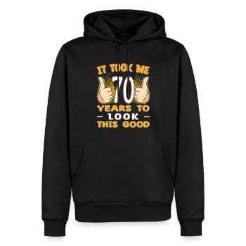Il m’a fallu 70 ans pour avoir l’air aussi bien - 70 Jahre - Sweat à capuche Premium bio Homme - noir - Devant - Nico (187cm)
