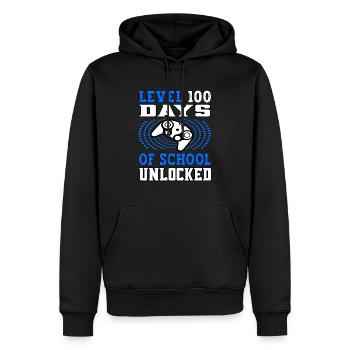 Level 100 Days of school unlocked blue - Men’s Premium Organic Hoodie - black - Front - Nico (187cm)