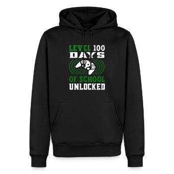 Level 100 Days of school unlocked green - Men’s Premium Organic Hoodie - black - Front - Nico (187cm)