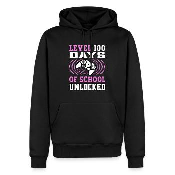 Level 100 Days of school unlocked pink - Men’s Premium Organic Hoodie - black - Front - Nico (187cm)