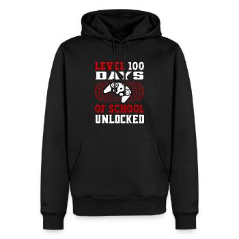 Level 100 Days of school unlocked red - Men’s Premium Organic Hoodie - black - Front - Nico (187cm)