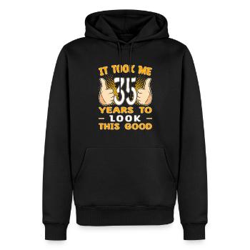 It took me 35 years to look this good - 35 Jahre - Men’s Premium Organic Hoodie - black - Front - Nico (187cm)