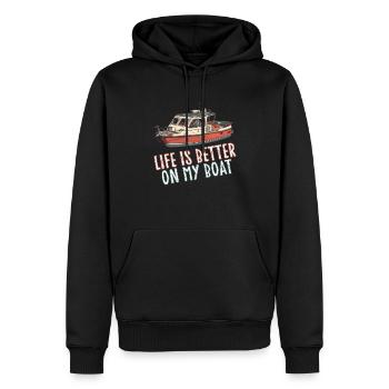 Life is better on my boat - Boat Captain Ship - Men’s Premium Organic Hoodie - black - Front - Nico (187cm)