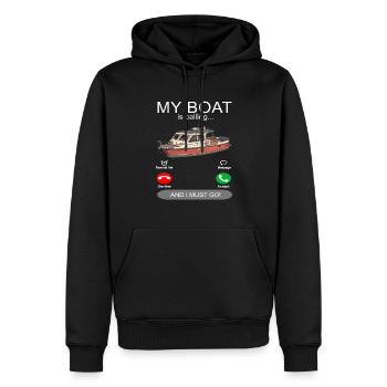 My boat is calling white - Boot Kapitän - Men’s Premium Organic Hoodie - black - Front - Nico (187cm)