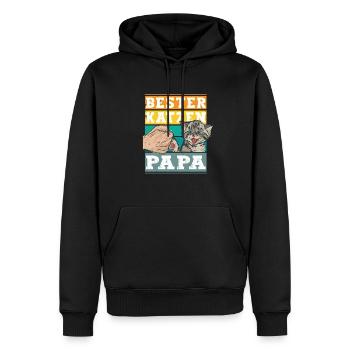 Retro Bester Katzen Papa - Katze Katzenpapa - Männer Premium Bio Hoodie - Schwarz - Vorne - Nico (187cm)
