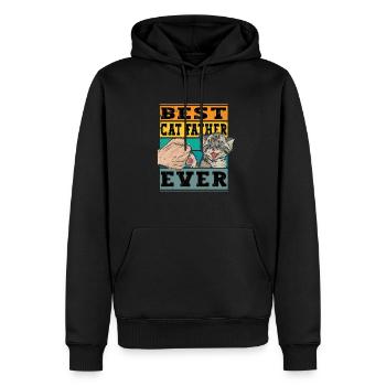 Retro Best Cat Father ever - Katze Katzenpapa - Men’s Premium Organic Hoodie - black - Front - Nico (187cm)