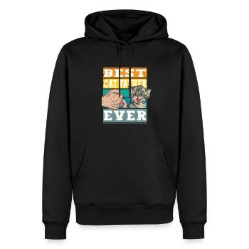 Retro Best Cat Father ever - Katzenpapa Katze - Men’s Premium Organic Hoodie - black - Front - Nico (187cm)