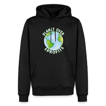 Planet over profit - Nature conservation Climate change - Men’s Premium Organic Hoodie - black - Front - Nico (187cm)