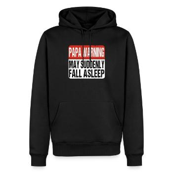 Papa Warning May suddenly fall asleep - Men’s Premium Organic Hoodie - black - Front - Nico (187cm)