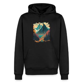 paysage de montagne montagnes conifères paysage nature - Sweat à capuche Premium bio Homme - noir - Devant - Nico (187cm)