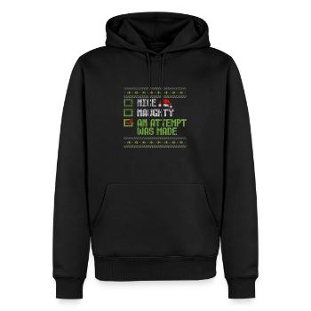 Christmas Humor Nice Naughty An Attempt Was Made - Men’s Premium Organic Hoodie - black - Front - Nico (187cm)