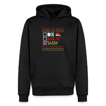 Christmas Funny Witty Humor Nice Naughty Sassy - Men’s Premium Organic Hoodie - black - Front - Nico (187cm)