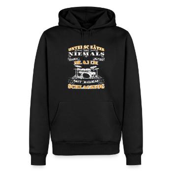 Never Underestimate an Old Man - Drums - Men’s Premium Organic Hoodie - black - Front - Nico (187cm)