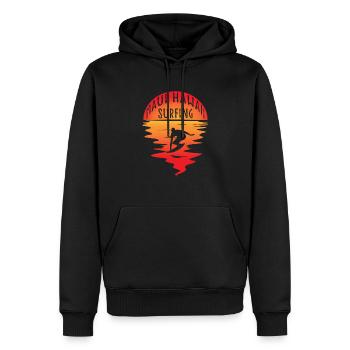 Retro Vintage Sunset Maui Hawaii Surfing - Surfer - Men’s Premium Organic Hoodie - black - Front - Nico (187cm)