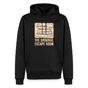 Books the original escape room - Bücherwurm Buch - Männer Premium Bio Hoodie - Schwarz - Vorne - Nico (187cm)