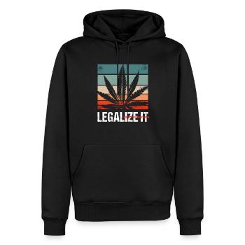 Retro Legalize it - Cannabis Law Hash - Men’s Premium Organic Hoodie - black - Front - Nico (187cm)