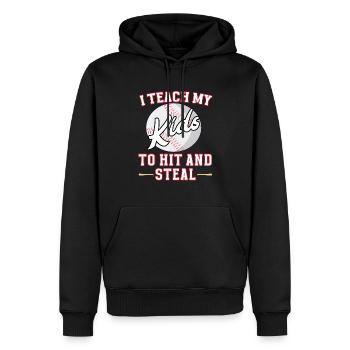 J’apprends à mes enfants à frapper et à voler le baseball - Sweat à capuche Premium bio Homme - noir - Devant - Nico (187cm)