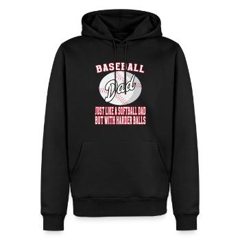 Baseball Papa comme un papa softball avec des balles plus dures - Sweat à capuche Premium bio Homme - noir - Devant - Nico (187cm)