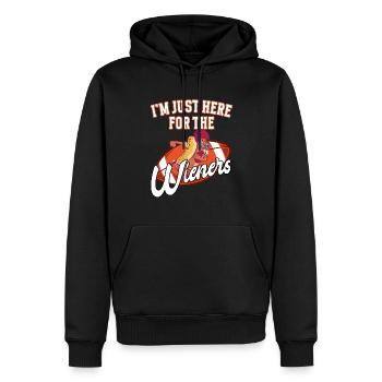 Football - Im just here for the Wiener - Männer Premium Bio Hoodie - Schwarz - Vorne - Nico (187cm)