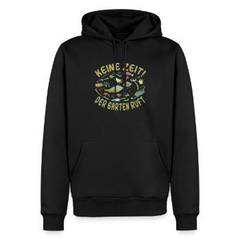 Keine Zeit! Der Garten ruft - Hobby Gärtner - Männer Premium Bio Hoodie - Schwarz - Vorne - Nico (187cm)