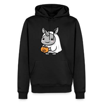 Rhino Halloween bande dessinée fantôme - Sweat à capuche Premium bio Homme - noir - Devant - Nico (187cm)