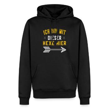 Ich bin mit dieser Hexe hier - Halloween Kostüm - Männer Premium Bio Hoodie - Schwarz - Vorne - Nico (187cm)