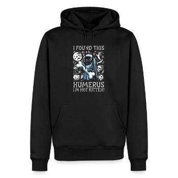 Halloween chat fantôme humour disant drôle - Sweat à capuche Premium bio Homme - noir - Devant - Nico (187cm)
