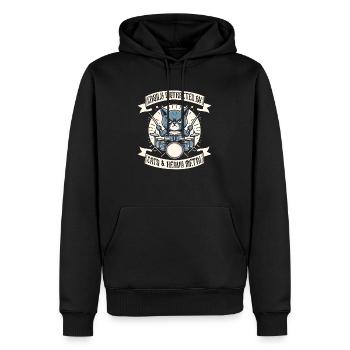 Chat Heavy Metal Musique Dire Humour Drôle - Sweat à capuche Premium bio Homme - noir - Devant - Nico (187cm)