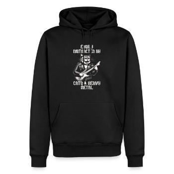 Chat Heavy Metal Musique Dire Humour Drôle - Sweat à capuche Premium bio Homme - noir - Devant - Nico (187cm)