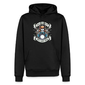 Chat Heavy Metal Musique Dire Humour Drôle - Sweat à capuche Premium bio Homme - noir - Devant - Nico (187cm)