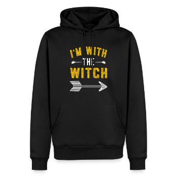 I'm with the witch - Hexe Halloween - Männer Premium Bio Hoodie - Schwarz - Vorne - Nico (187cm)
