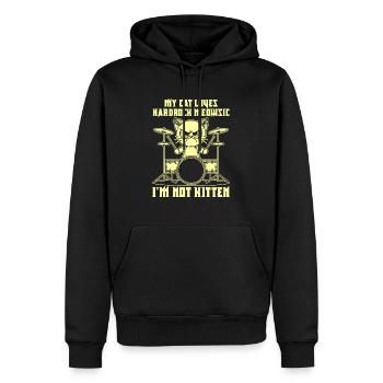 Katze Rock Musik Humor Lustig Geschenkidee - Männer Premium Bio Hoodie - Schwarz - Vorne - Nico (187cm)