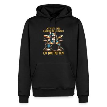 Katze Rock Musik Humor Lustig Geschenkidee - Männer Premium Bio Hoodie - Schwarz - Vorne - Nico (187cm)