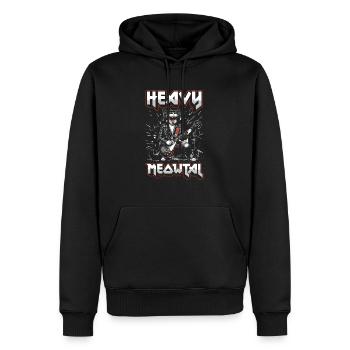 Heavy Metal Katze Musik Humor lustige Geschenkidee - Männer Premium Bio Hoodie - Schwarz - Vorne - Nico (187cm)