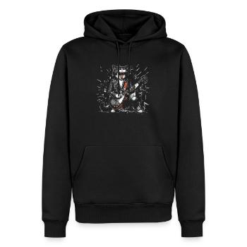 Rock Music Cat Funny Humor Gift Idea - Men’s Premium Organic Hoodie - black - Front - Nico (187cm)