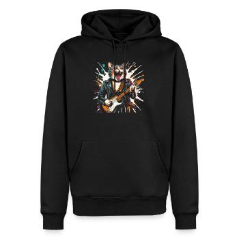 Musique Rock Chat Drôle Humour Idée Cadeau - Sweat à capuche Premium bio Homme - noir - Devant - Nico (187cm)