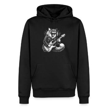 Rock Music Cat Funny Humor Gift Idea - Men’s Premium Organic Hoodie - black - Front - Nico (187cm)