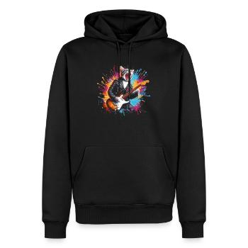 Rock Music Cat Funny Humor Gift Idea - Men’s Premium Organic Hoodie - black - Front - Nico (187cm)
