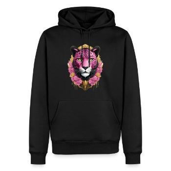 Ein Leopard in rosa schwarz und gold - Männer Premium Bio Hoodie - Schwarz - Vorne - Nico (187cm)