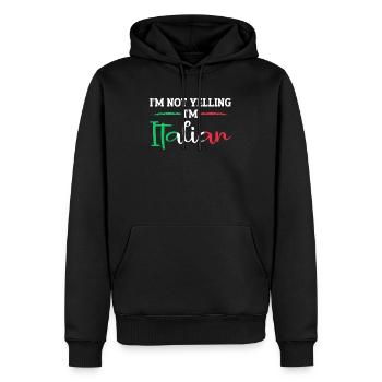 Italien Italien Drôle de dicton Idée cadeau - Sweat à capuche Premium bio Homme - noir - Devant - Nico (187cm)