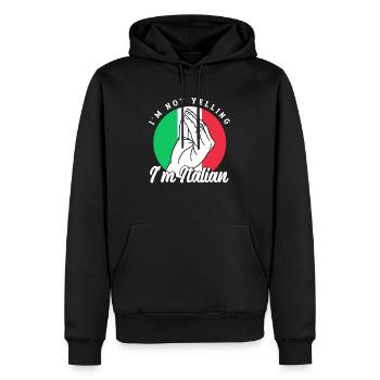 Italien Italien Drôle de dicton Idée cadeau - Sweat à capuche Premium bio Homme - noir - Devant - Nico (187cm)