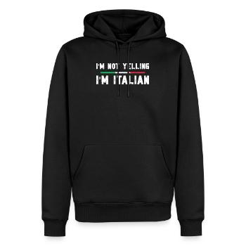 Italien Italie Idée cadeau Humour - Sweat à capuche Premium bio Homme - noir - Devant - Nico (187cm)