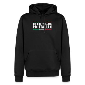 Italien Italien Drôle de dicton Idée cadeau - Sweat à capuche Premium bio Homme - noir - Devant - Nico (187cm)