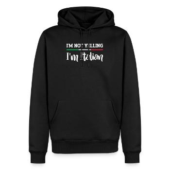 Italien Italie Idée cadeau Humour - Sweat à capuche Premium bio Homme - noir - Devant - Nico (187cm)