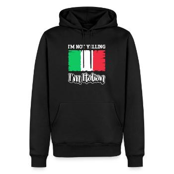 Italien Italie Idée cadeau Humour - Sweat à capuche Premium bio Homme - noir - Devant - Nico (187cm)